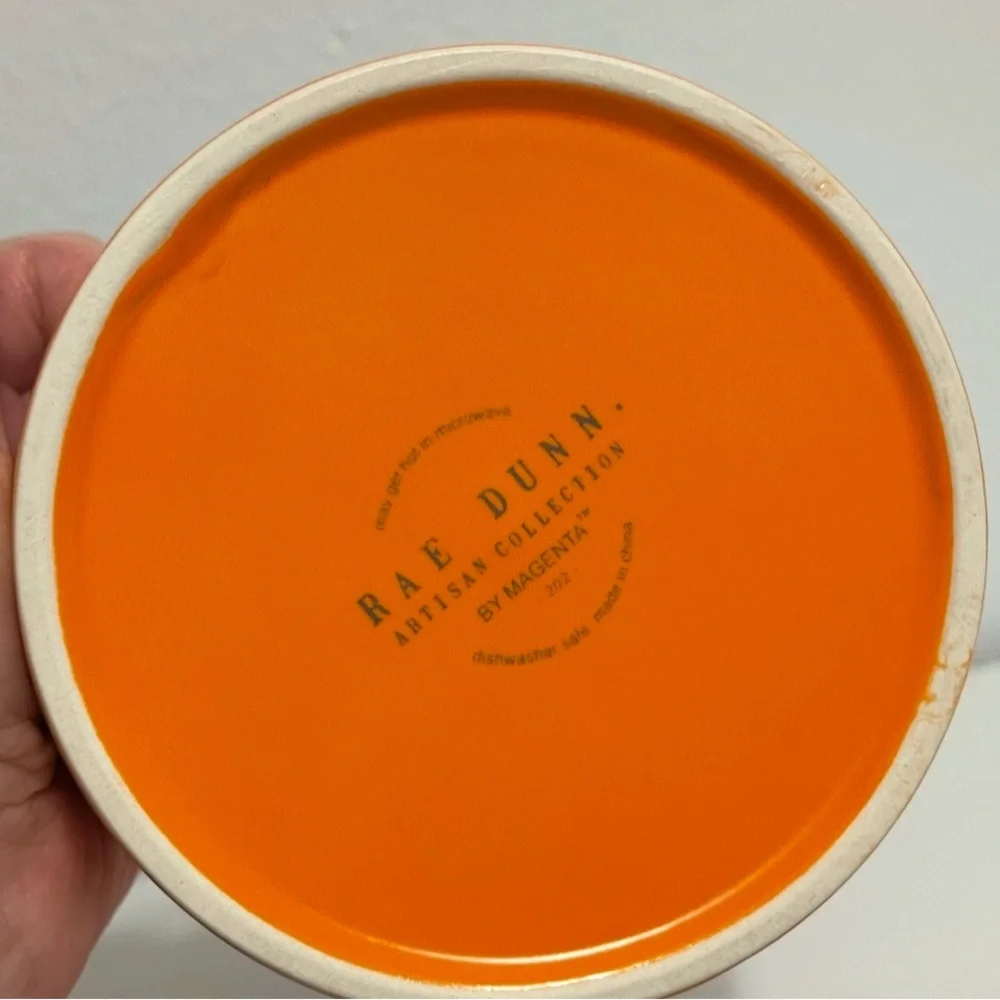 RAE DUNN HALLOWEEN SMALL PET WATER/FOOD BOWL ORANGE/BLACK HEY BOO CAT/DOG